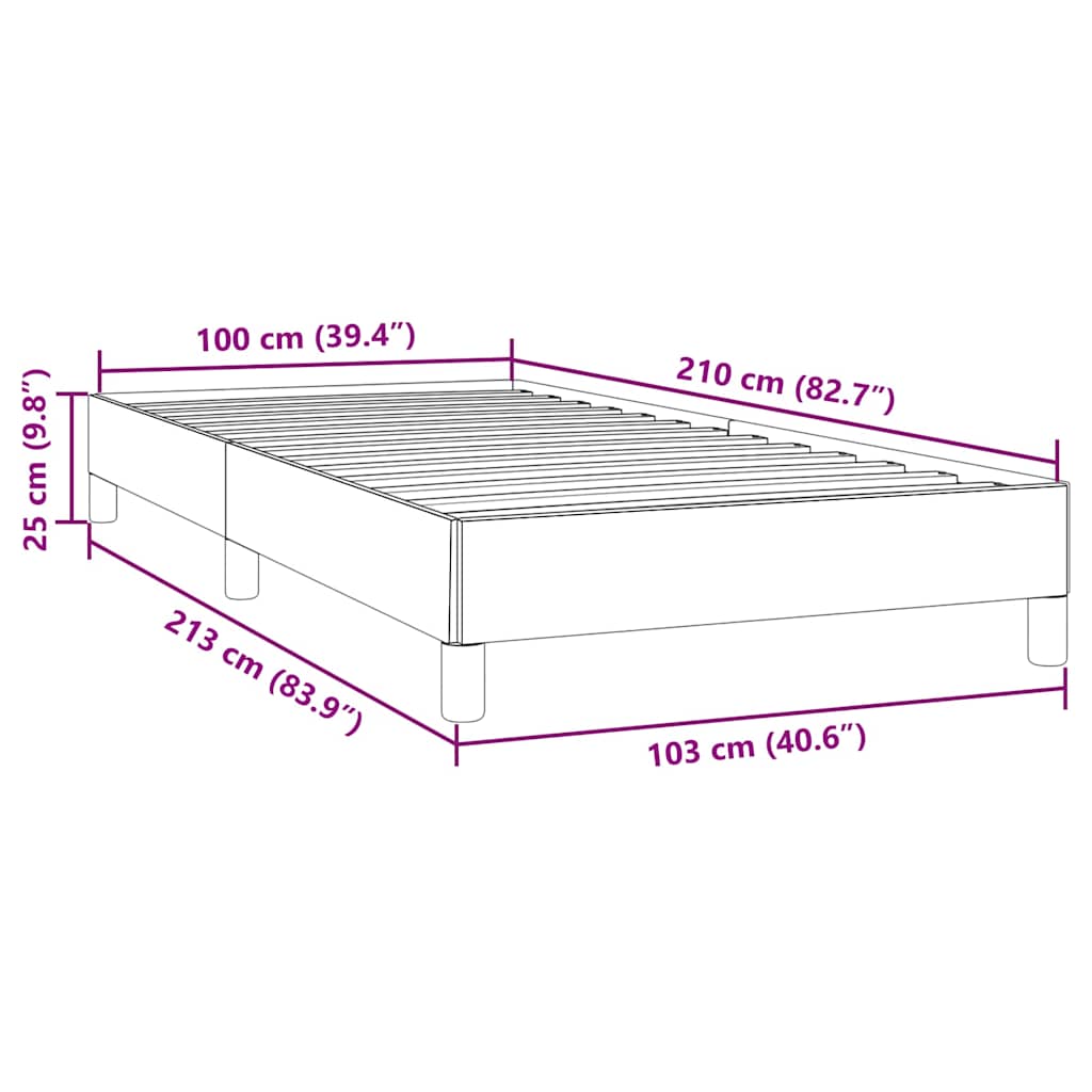 Box Spring krevet bez madraca svijetlo sivi 100x210 cm samt