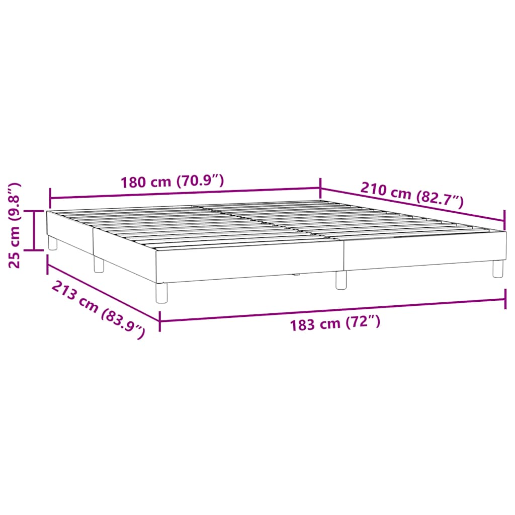 Box Spring krevet bez madraca tamno sivi 180x210 cm samt
