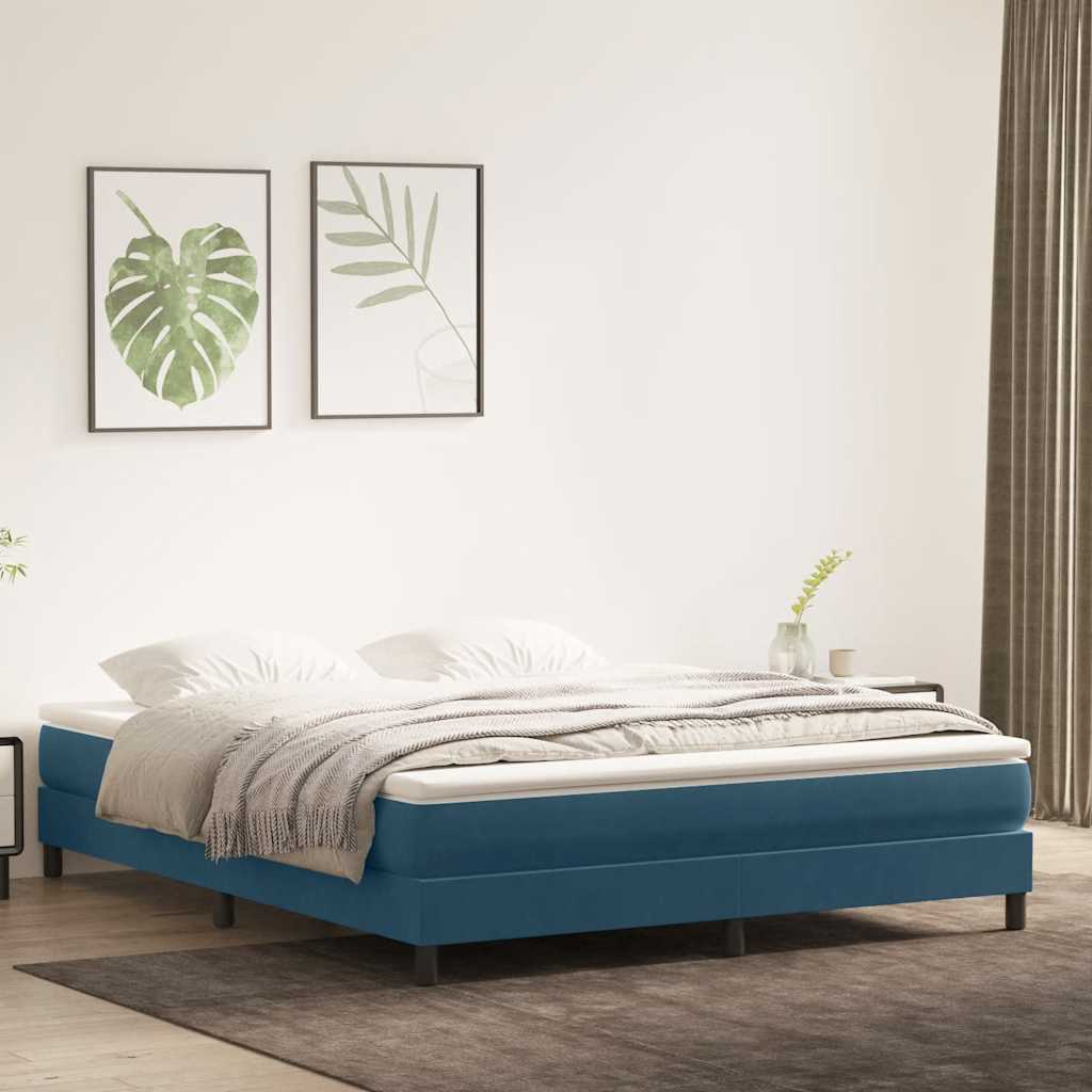 Krevet s oprugama bez madracem tamnoplavi 180x210 cm baršunasti