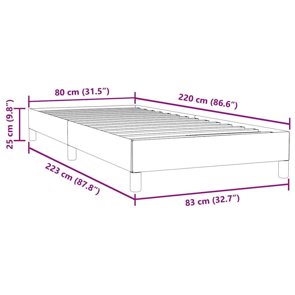 Box Spring krevet bez madracem svijetlo sivi 80x220 cm samt