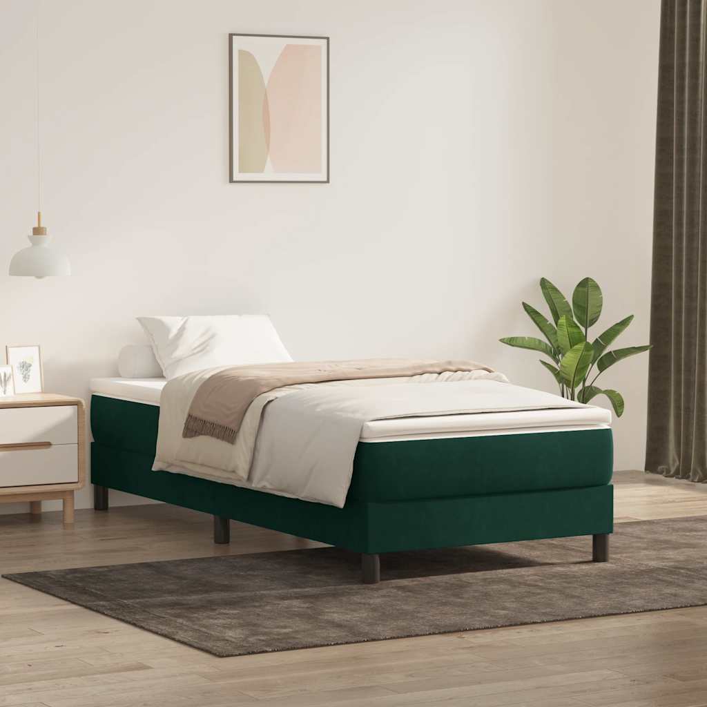 Box Spring krevet bez madracem tamnozeleni 80x220 cm baršun