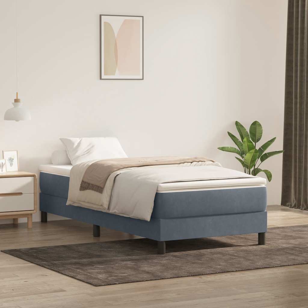 Box Spring krevet bez madracem tamno sivi 100x220 cm baršun
