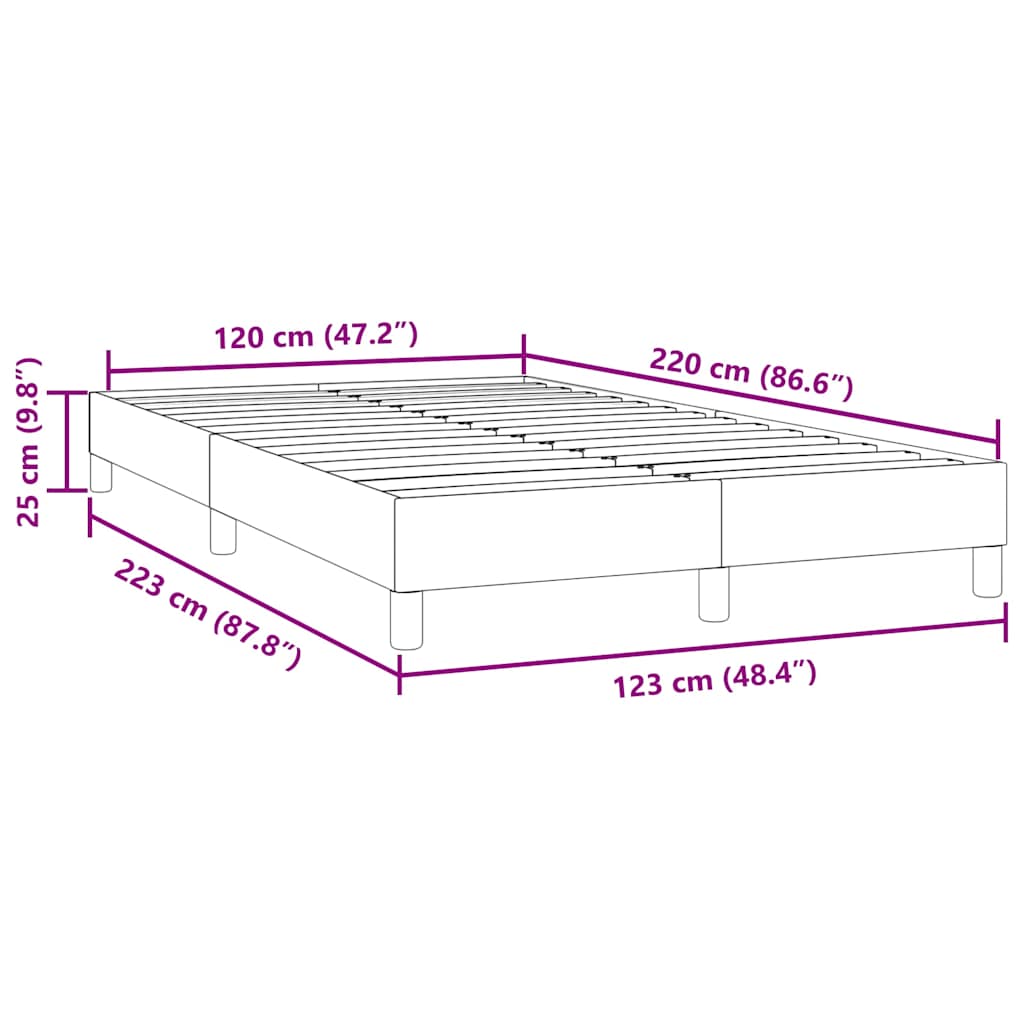 Box Spring krevet bez madracem tamno sivi 120x220 cm baršun