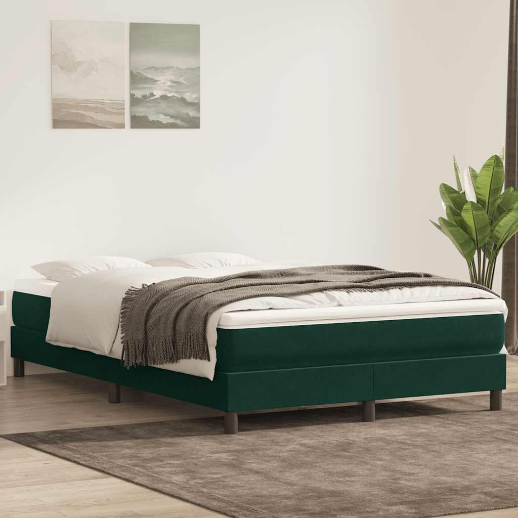 Box Spring krevet bez madracem tamno zeleni 140x220 cm baršun