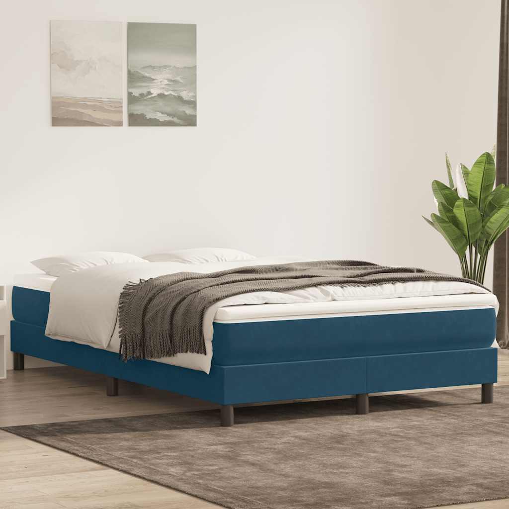 Box Spring krevet bez madracem tamnoplavi 160x220 cm samt