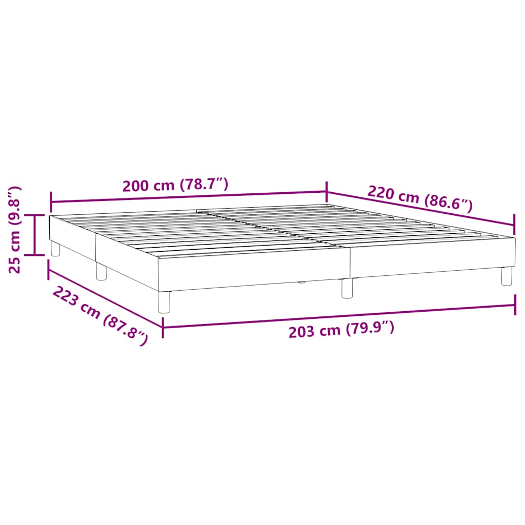 Box Spring krevet bez madracem tamnoplavi 200x220 cm baršun