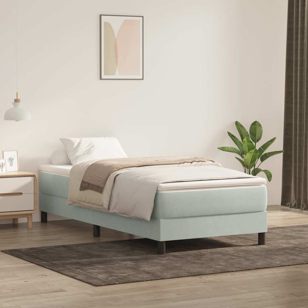 Box Spring krevet s madracem svijetlo sivi 80x210 cm baršun