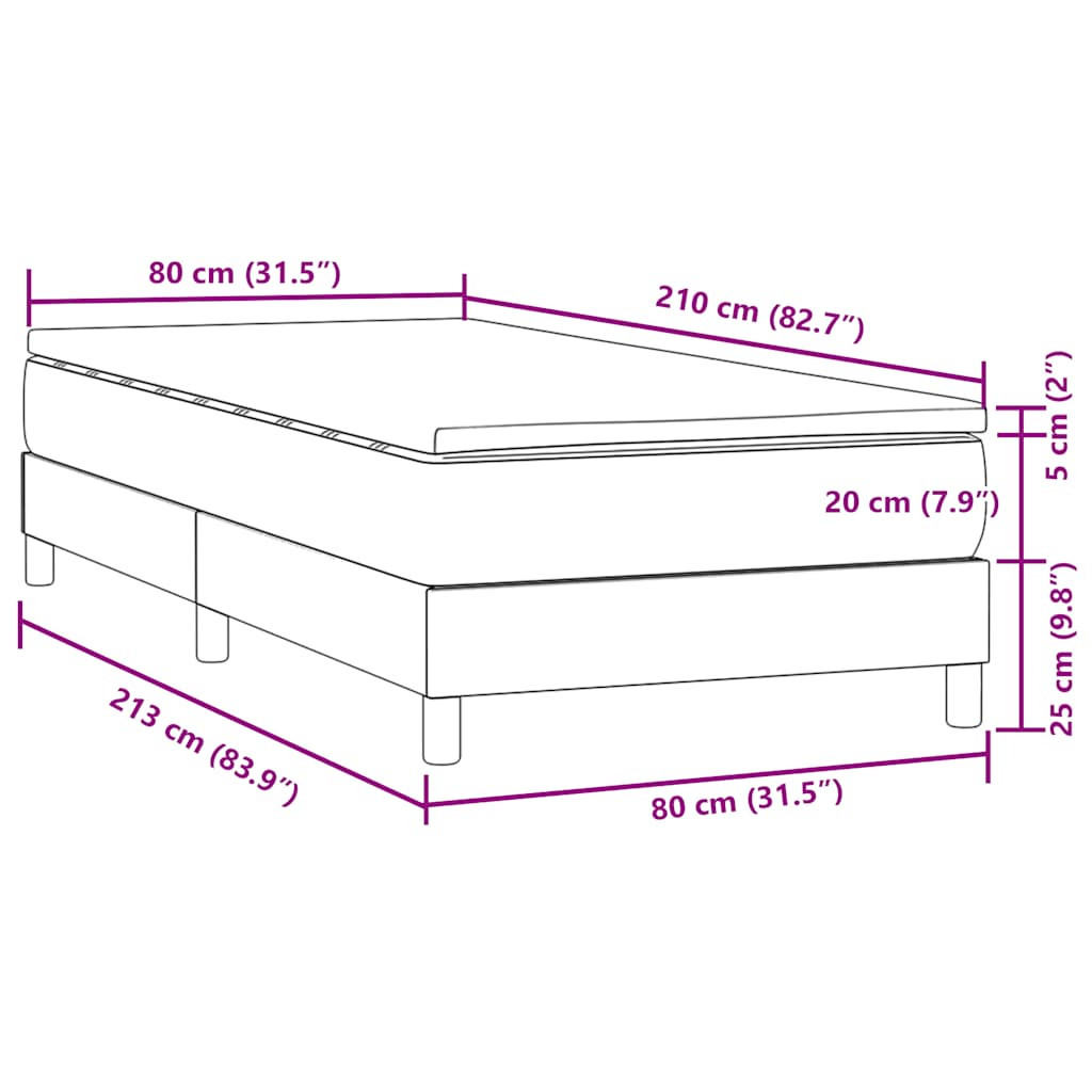 Box Spring krevet s madracem tamnoplavi 80x210 cm baršun