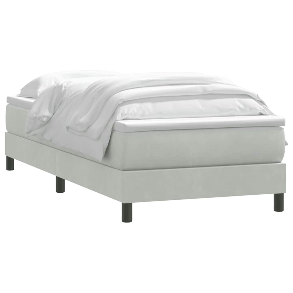 Box Spring krevet s madracem svijetlo sivi 90x210 cm baršun