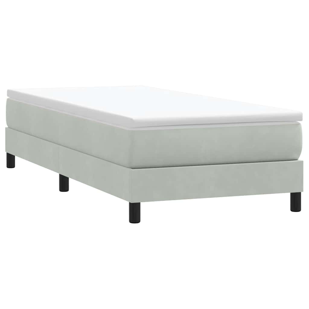 Box Spring krevet s madracem svijetlo sivi 90x210 cm baršun