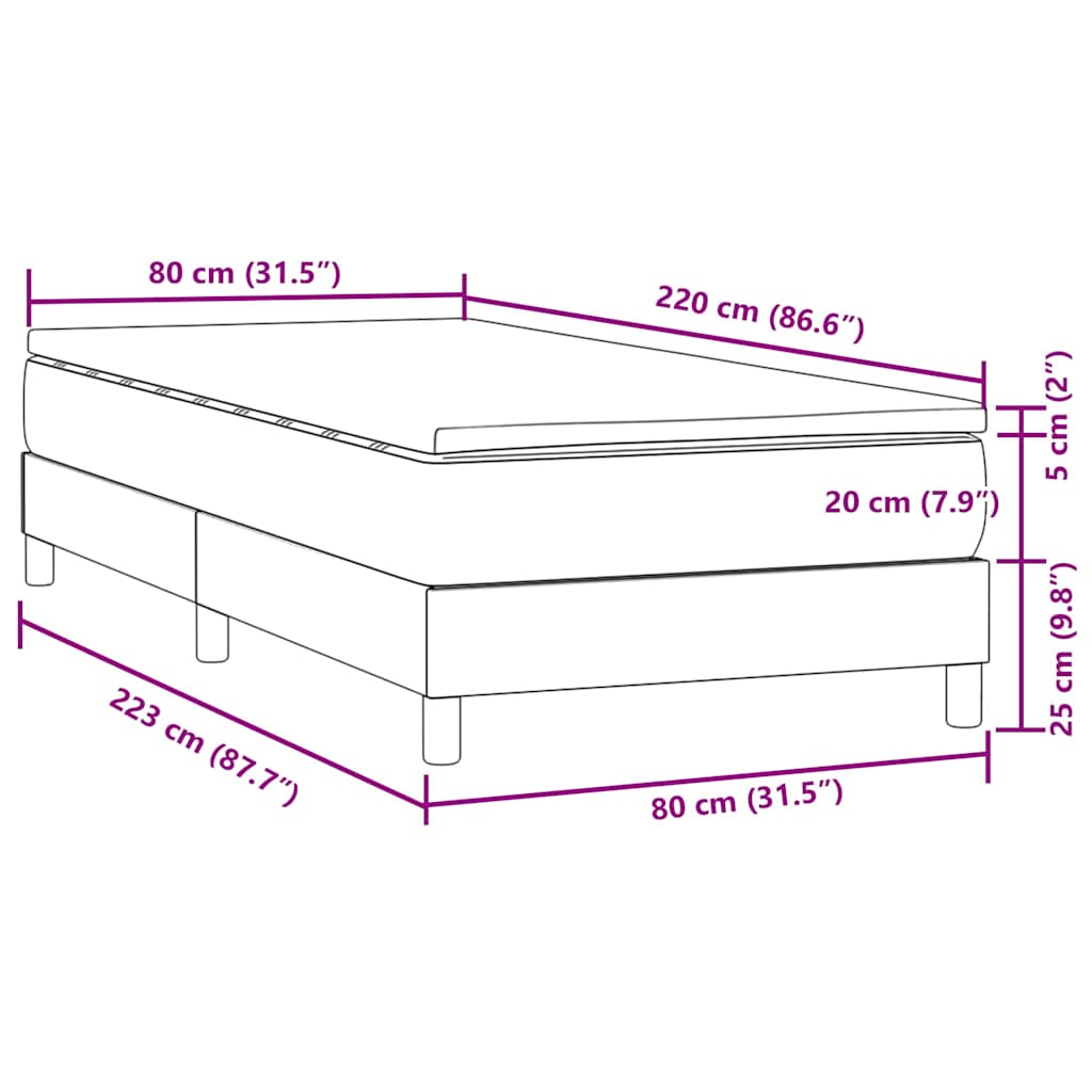 Box spring krevet s madracem crni 80 x 220 cm baršunasti