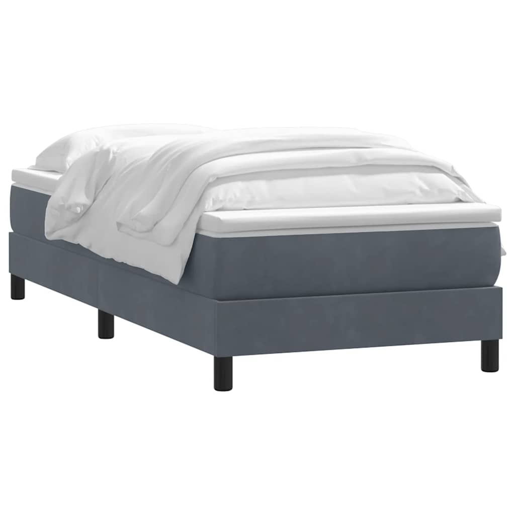 Box spring krevet s madracem tamnosivi 90x220 cm baršunasti