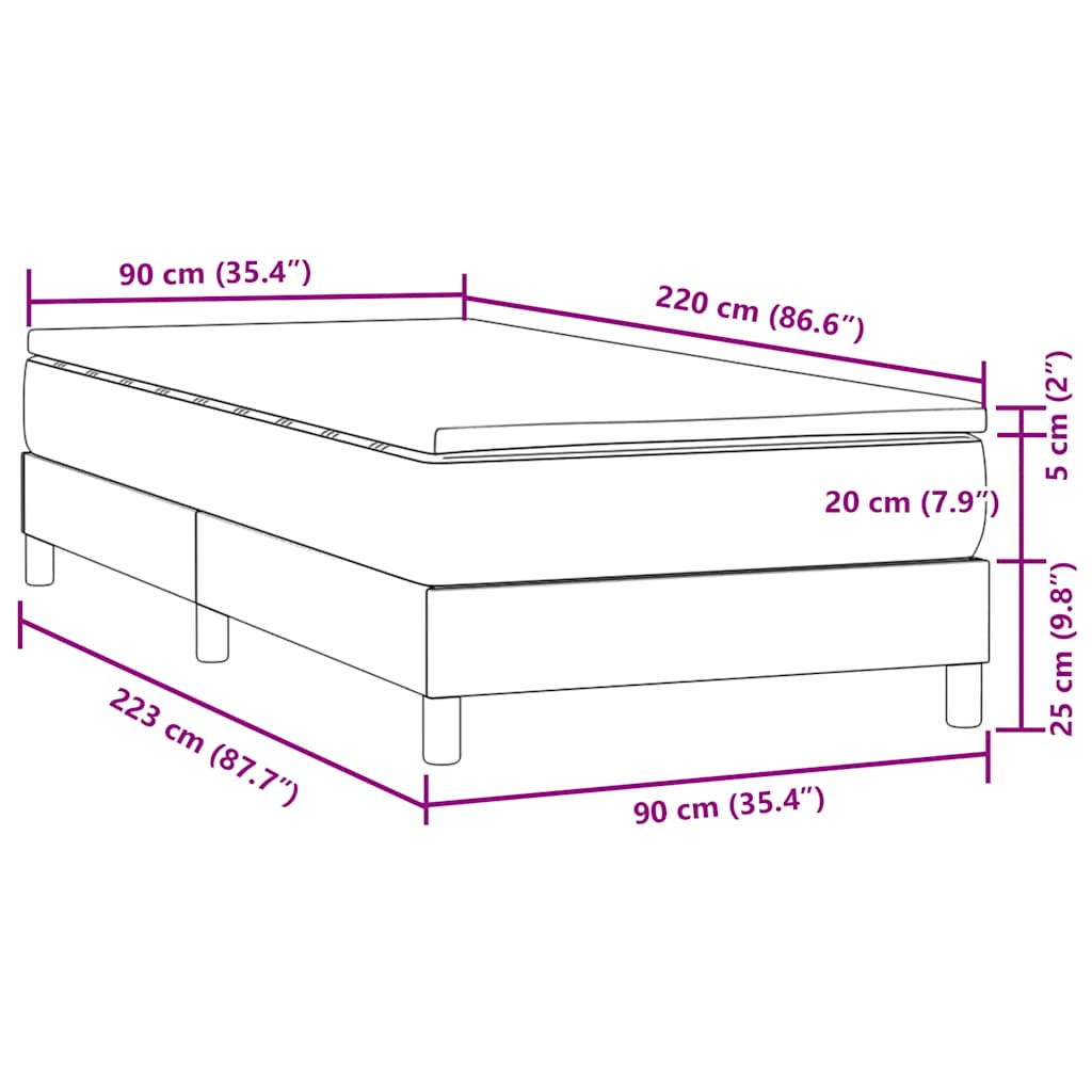 Box spring krevet s madracem ružičasti 90x220 cm baršunasti