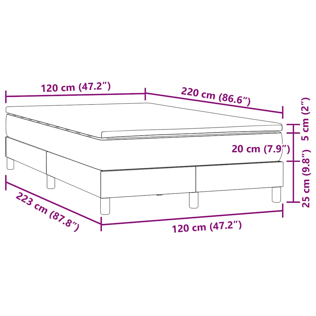 Box Spring krevet s madracem tamno sivi 120x220 cm baršun