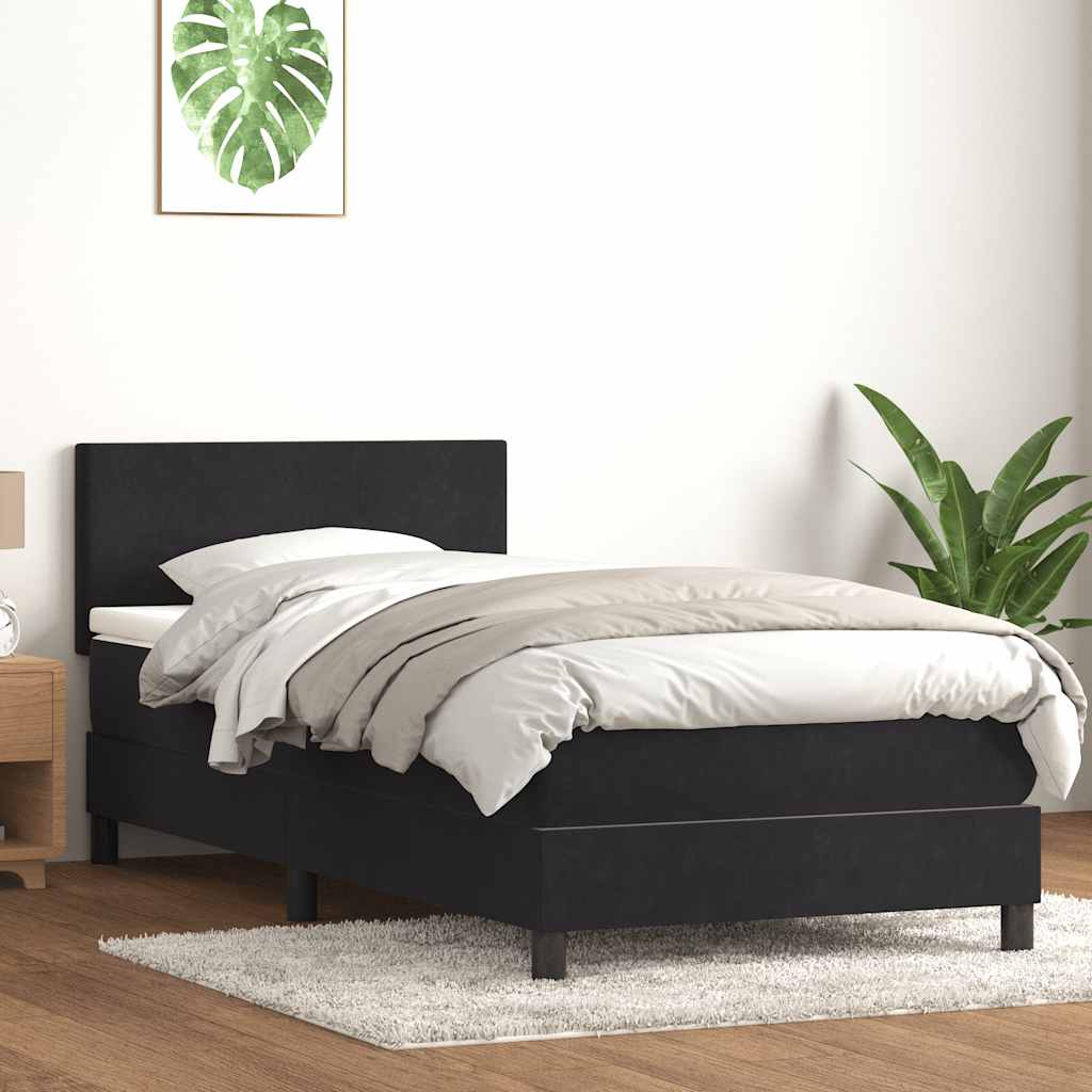 Box spring krevet s madracem crni 90x210 cm baršunasti