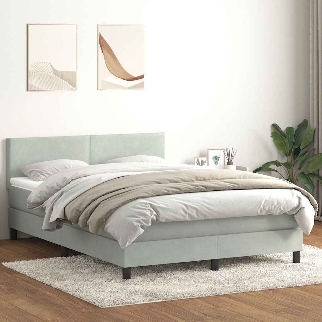 Krevet s oprugama i madracem svjetlosivi 160x210 cm baršunasti