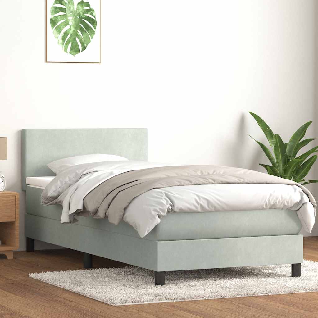 Box Spring krevet s madracem svijetlo sivi 80x220 cm samt