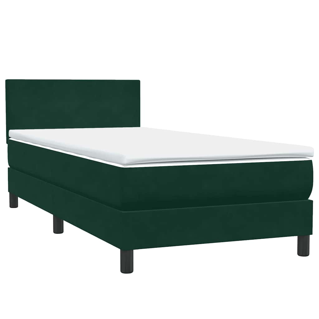 Box Spring krevet s madracem tamnozeleni 80x220 cm baršun