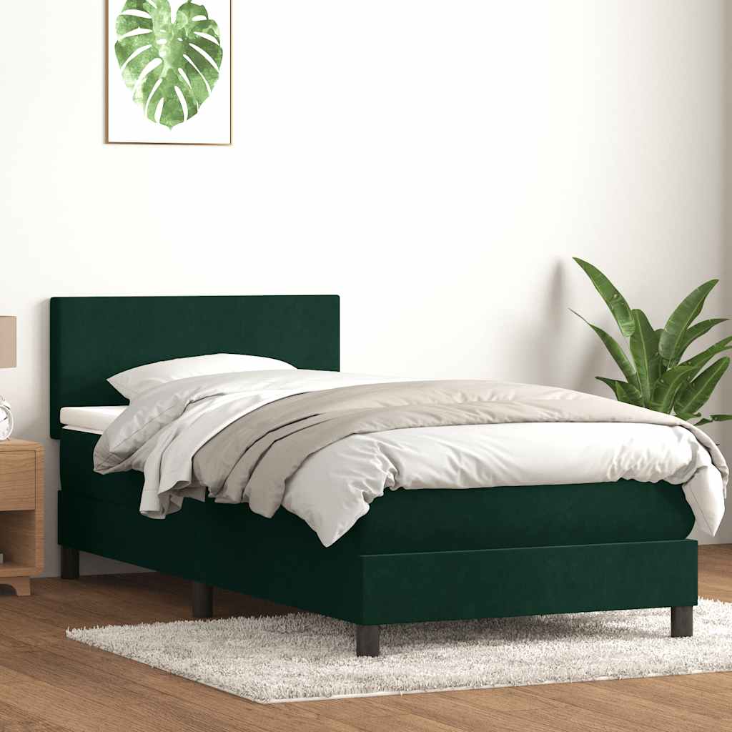 Box Spring krevet s madracem tamnozeleni 80x220 cm baršun