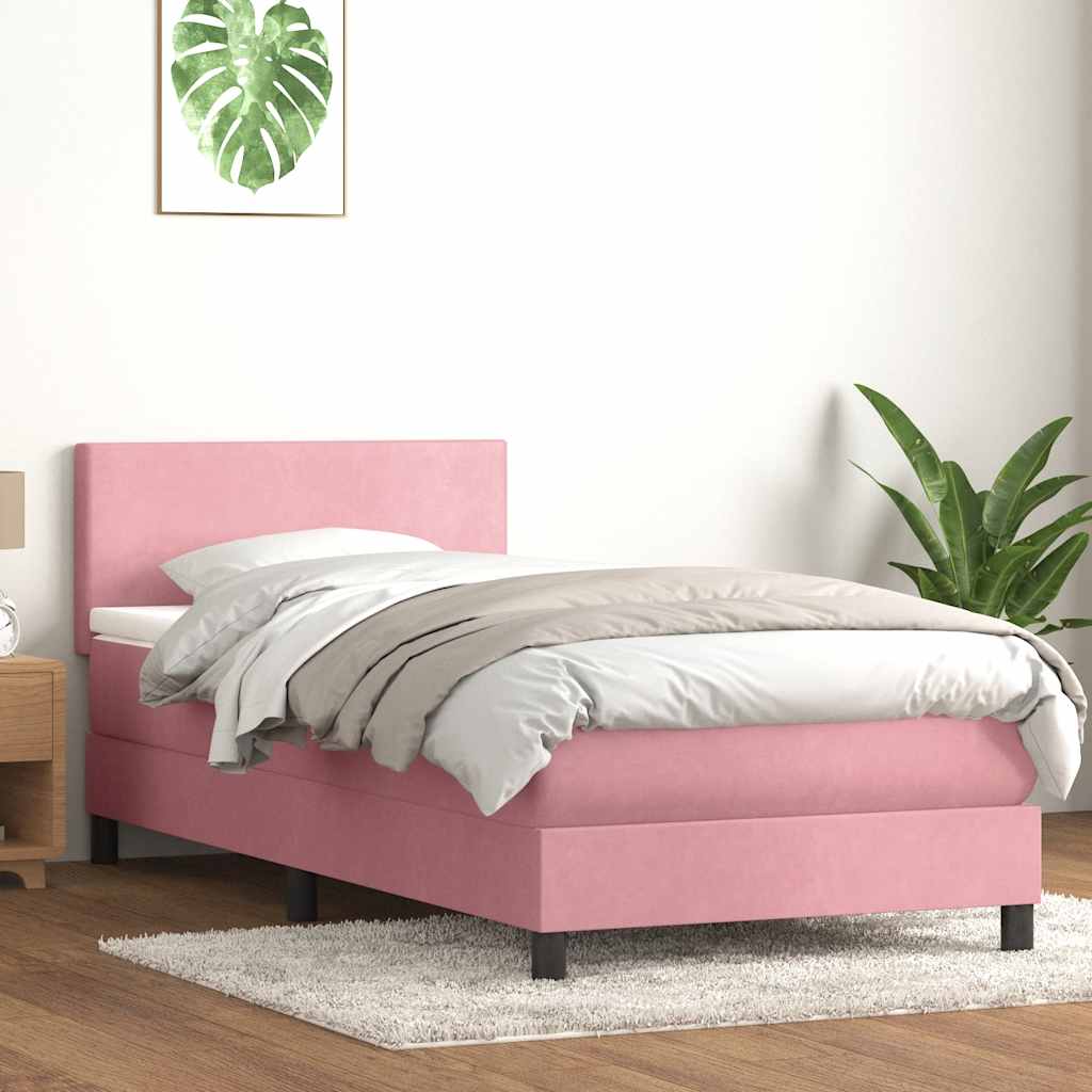 Box spring krevet s madracem ružičasti 80 x 220 cm baršunasti