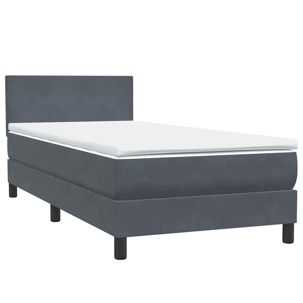 Box spring krevet s madracem tamnosivi 90x220 cm baršunasti
