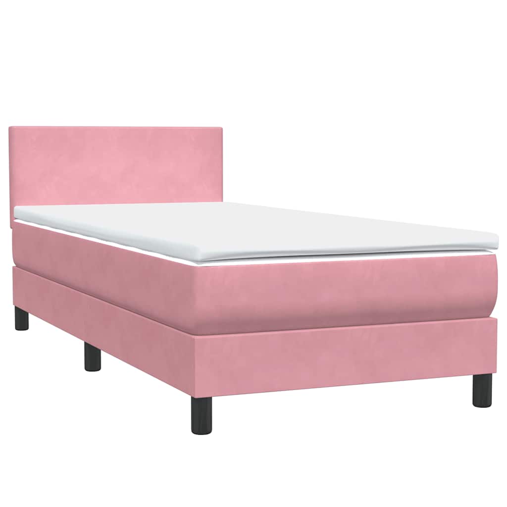 Box spring krevet s madracem ružičasti 90x220 cm baršunasti