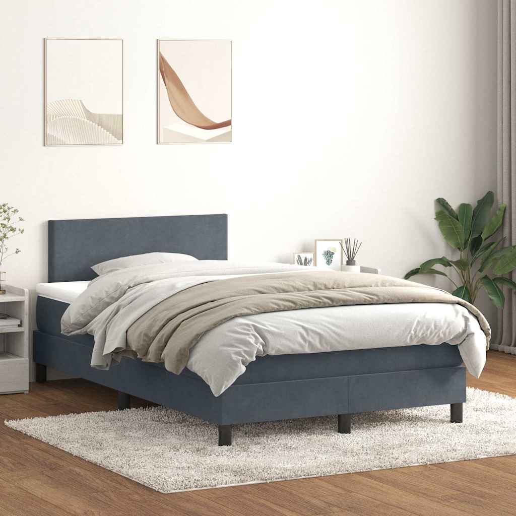 Box Spring krevet s madracem tamno sivi 120x220 cm baršun