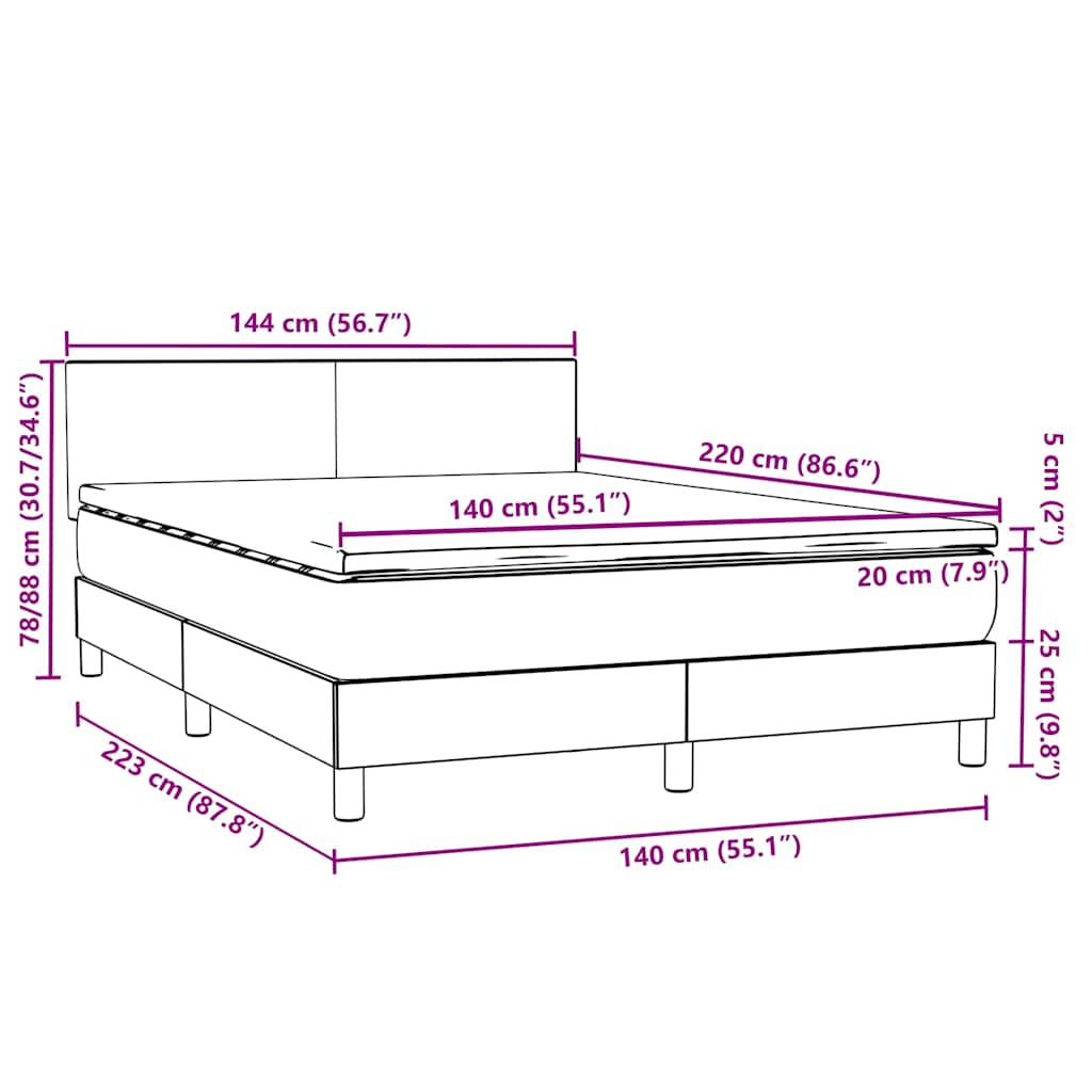 Box Spring krevet s madracem ružičasti 140x220 cm baršun