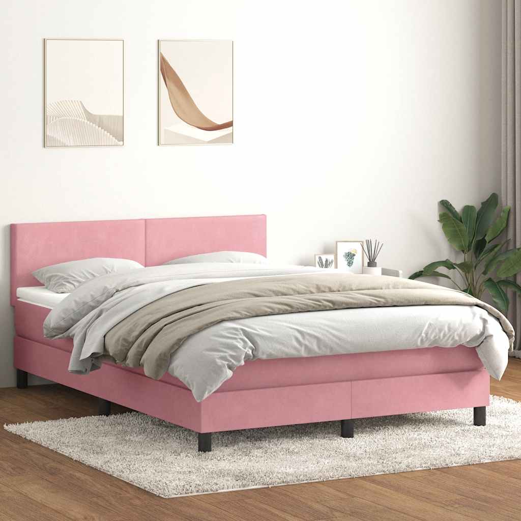 Box Spring krevet s madracem ružičasti 140x220 cm baršun