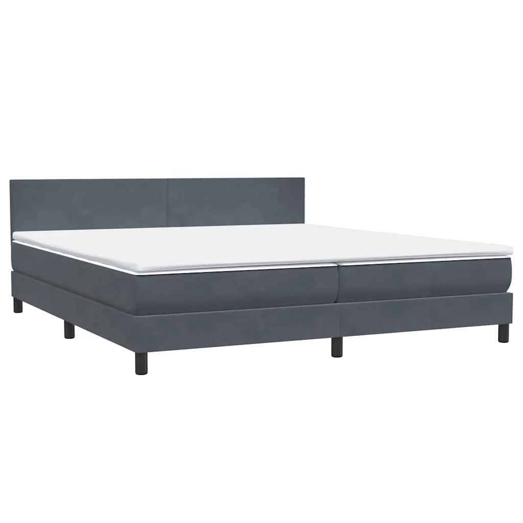 Box spring krevet s madracem tamnosivi 180x220 cm baršunasti