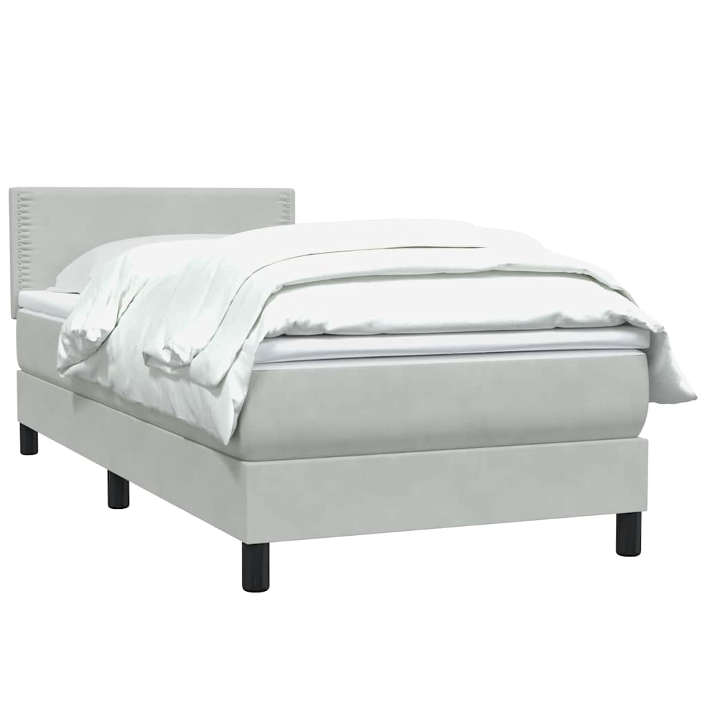 Box Spring krevet s madracem svijetlo sivi 90x210 cm baršun