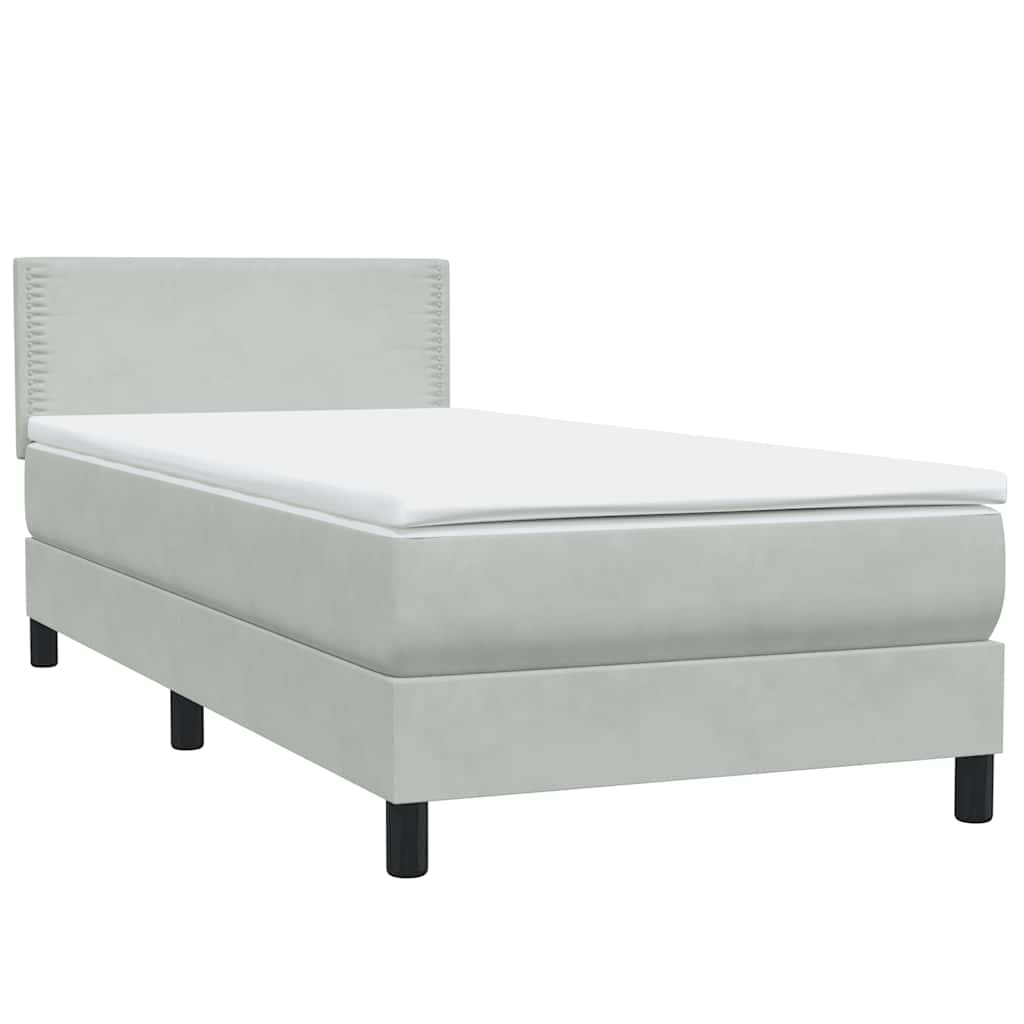 Box Spring krevet s madracem svijetlo sivi 90x210 cm baršun