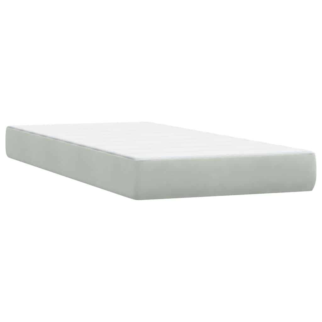 Box Spring krevet s madracem svijetlo sivi 90x210 cm baršun