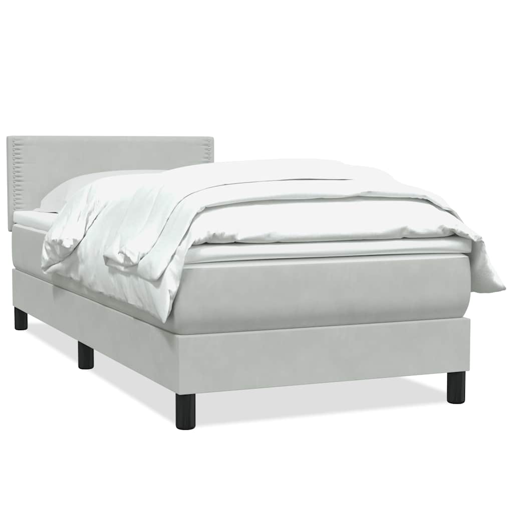 Box Spring krevet s madracem svijetlo sivi 80x220 cm samt