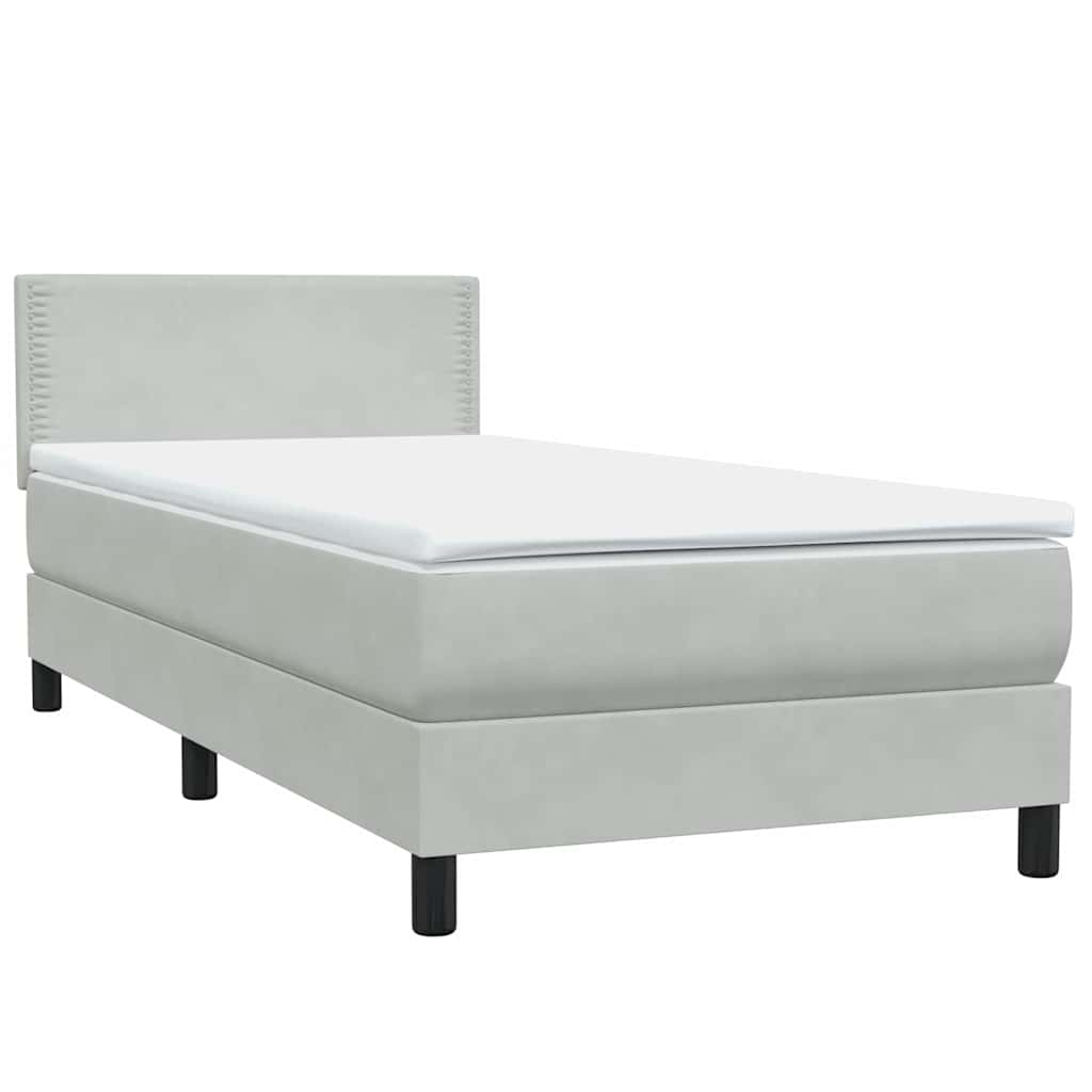 Box Spring krevet s madracem svijetlo sivi 80x220 cm samt