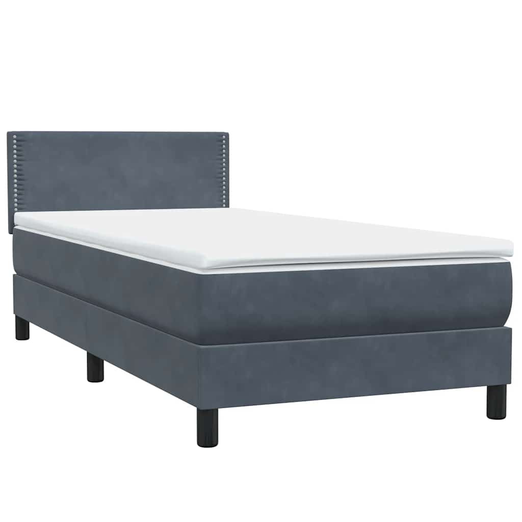 Box spring krevet s madracem tamnosivi 90x220 cm baršunasti