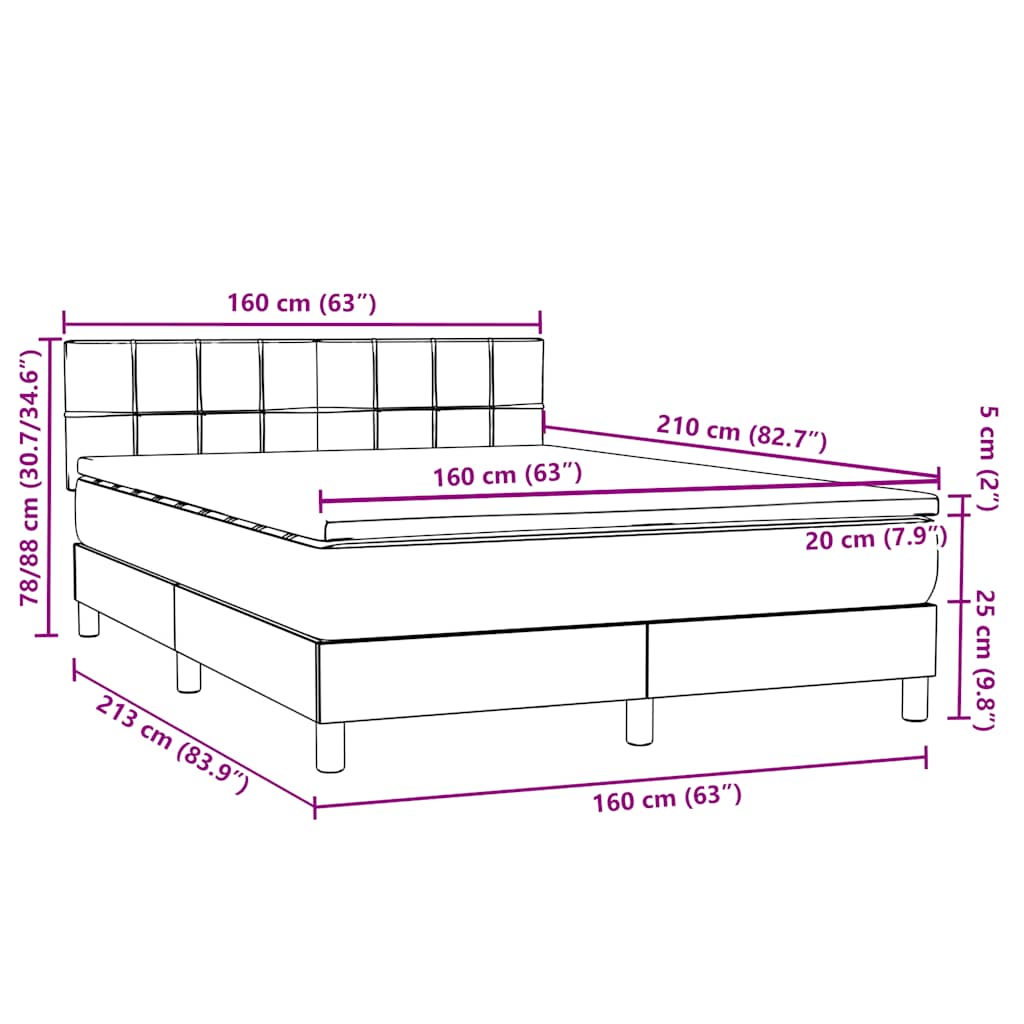 Box spring krevet s madracem crni 160x210 cm baršunasti