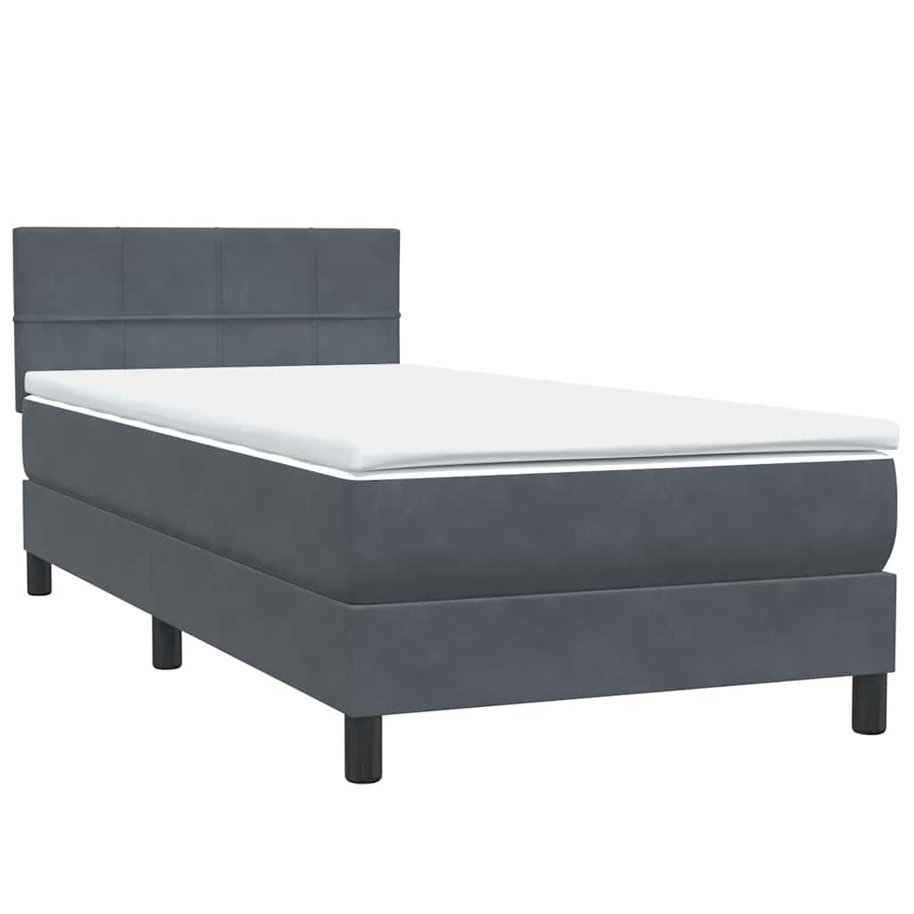 Box spring krevet s madracem tamnosivi 90x220 cm baršunasti