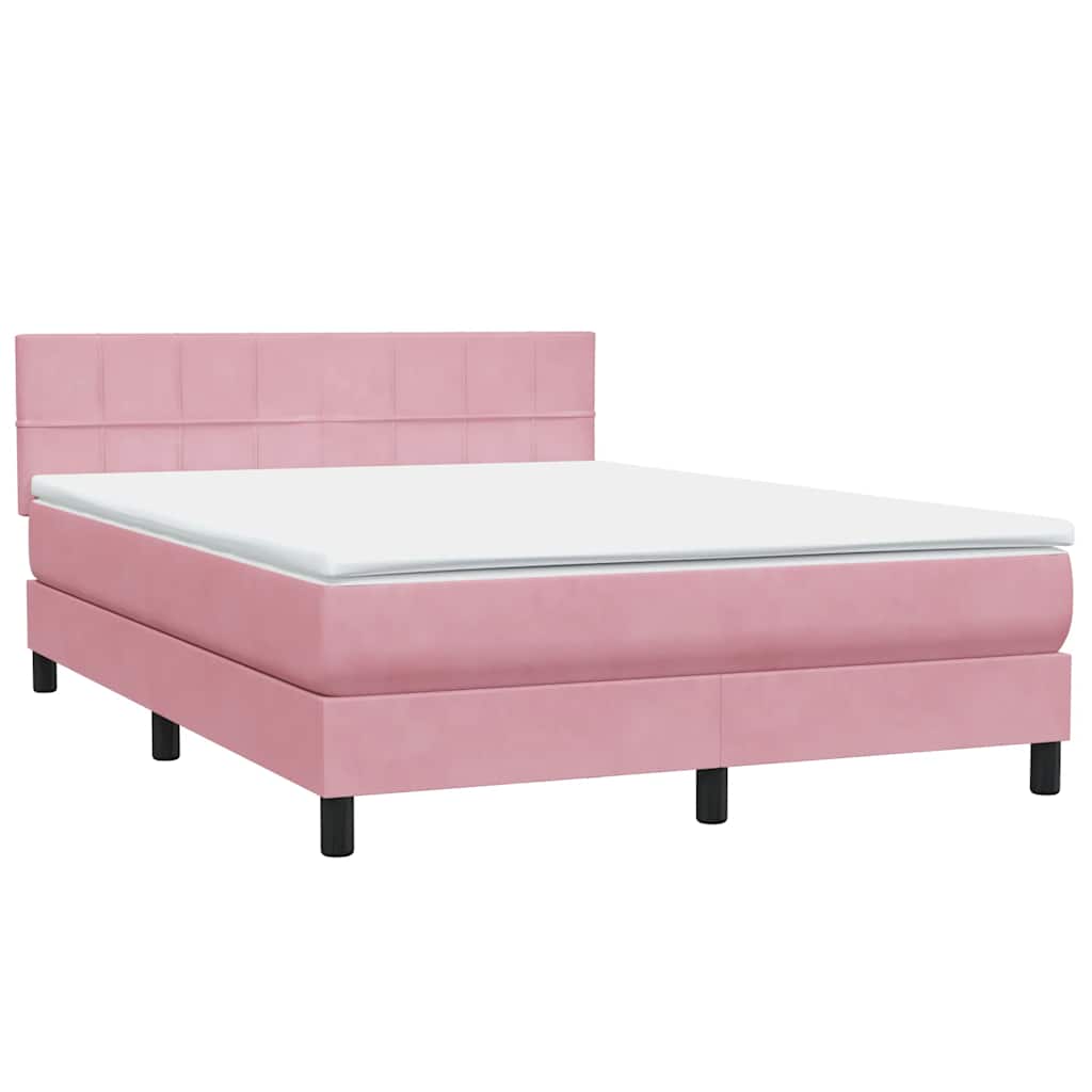 Box Spring krevet s madracem ružičasti 140x220 cm baršun