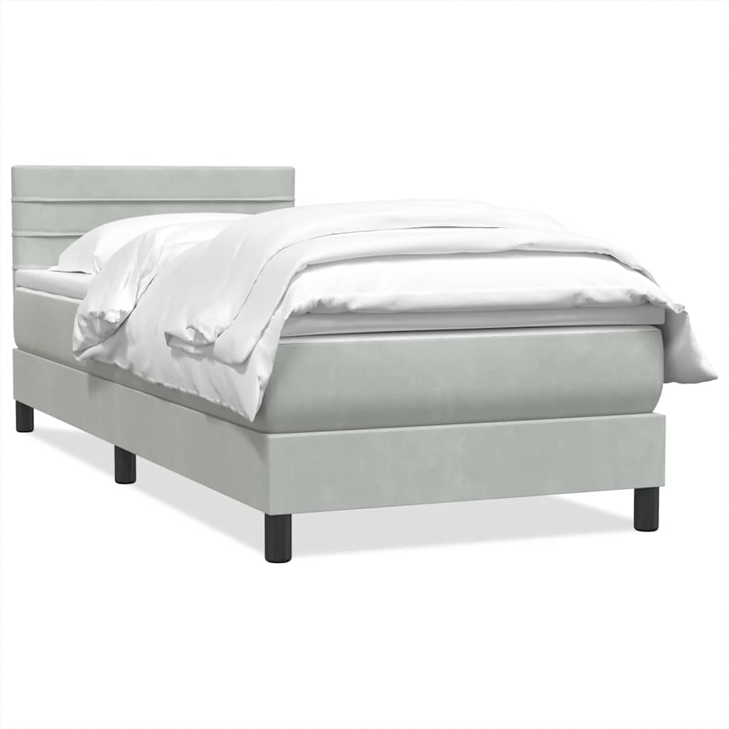 Box Spring krevet s madracem svijetlo sivi 80x210 cm baršun