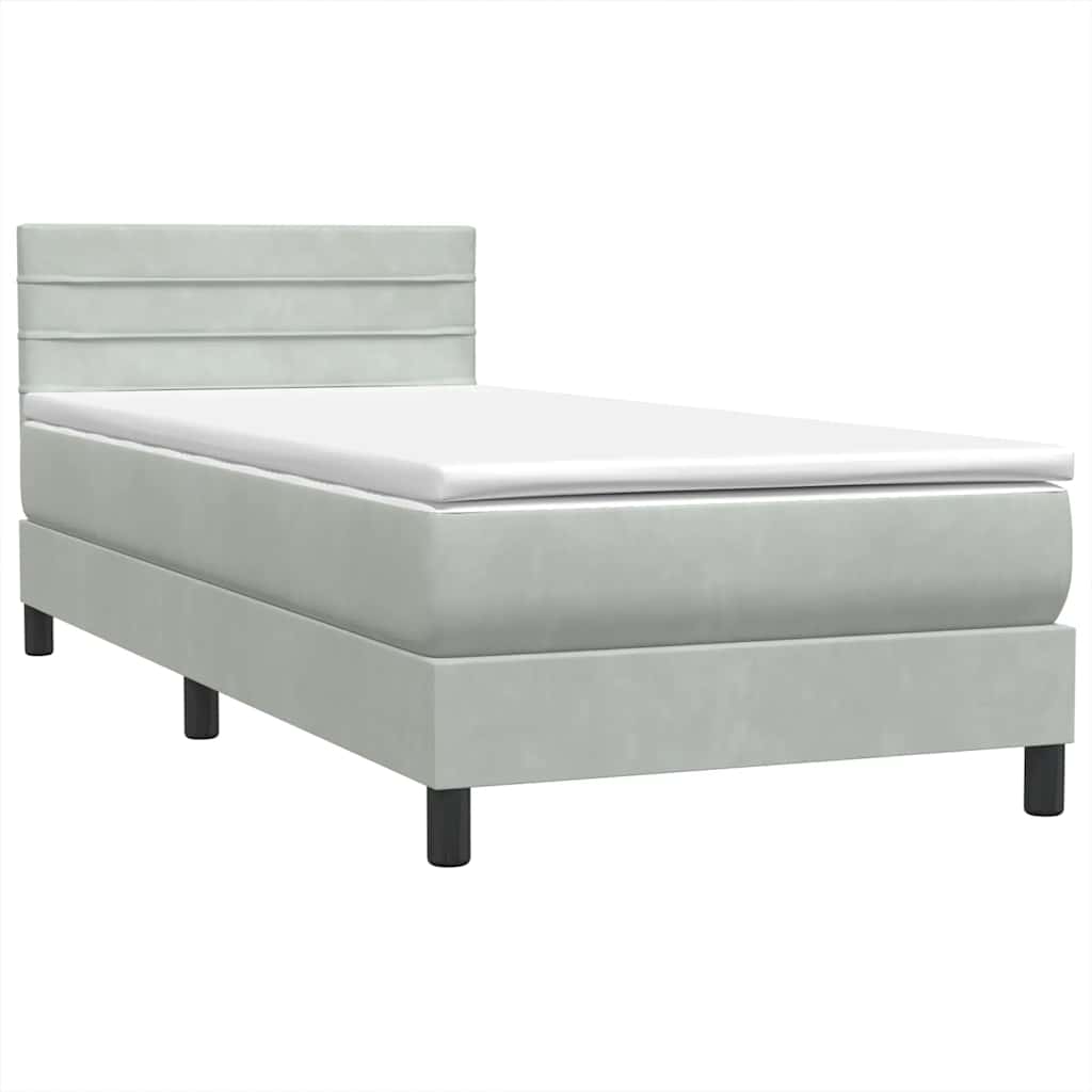Box Spring krevet s madracem svijetlo sivi 80x210 cm baršun