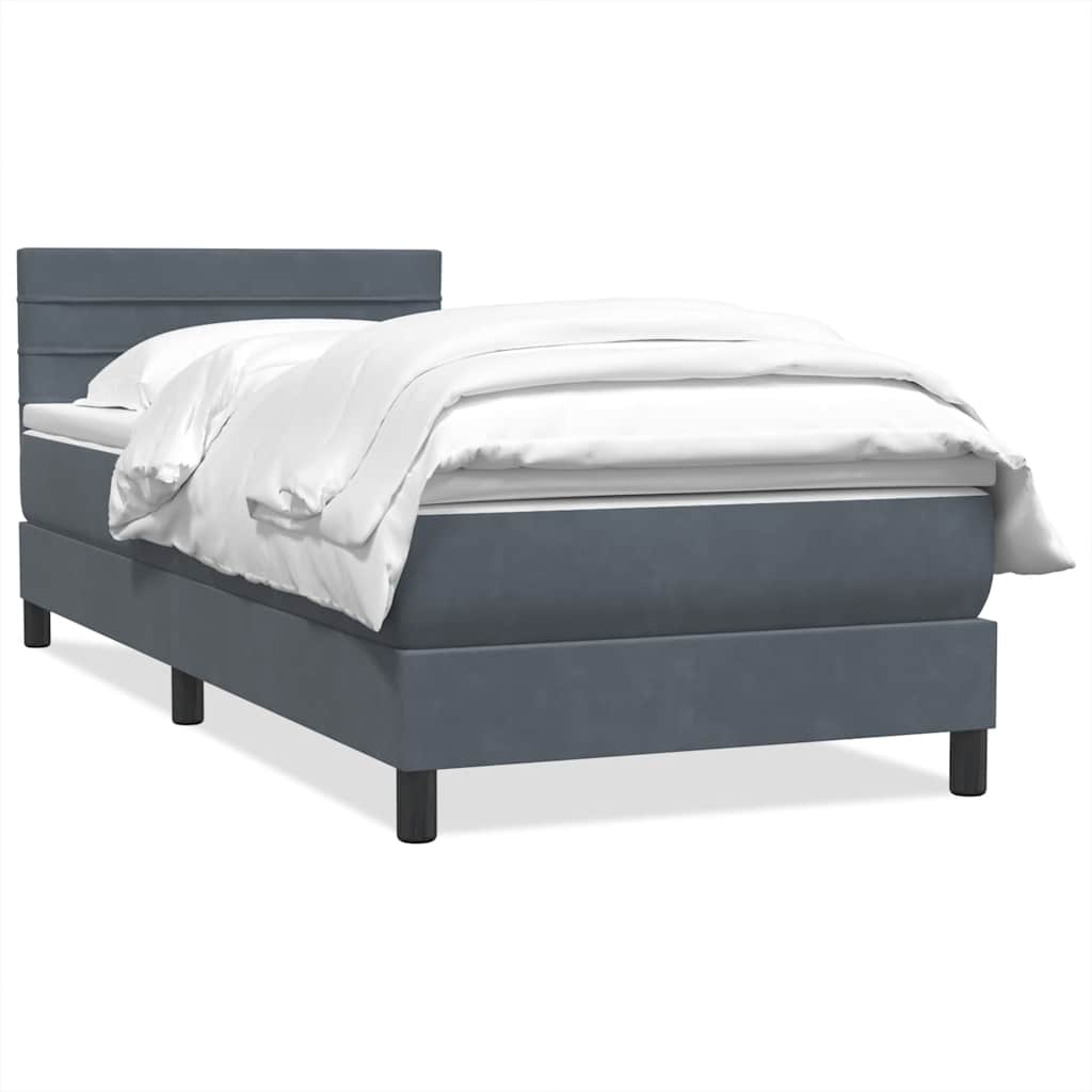 Box Spring krevet s madracem tamno sivi 80x210 cm baršun