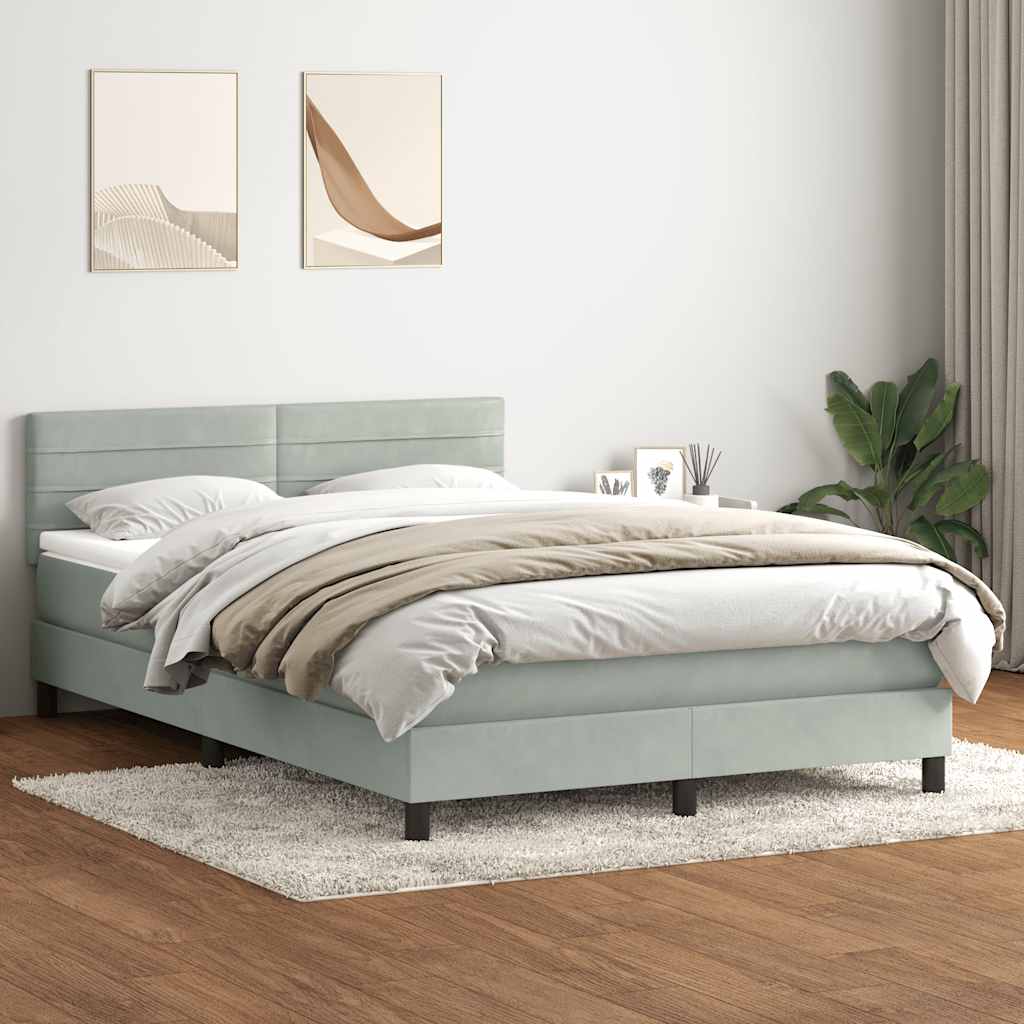 Krevet s oprugama i madracem svjetlosivi 160x210 cm baršunasti