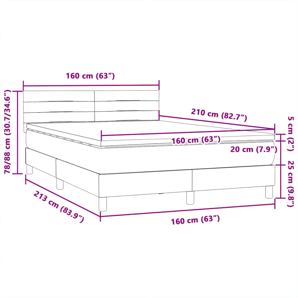 Box spring krevet s madracem crni 160x210 cm baršunasti