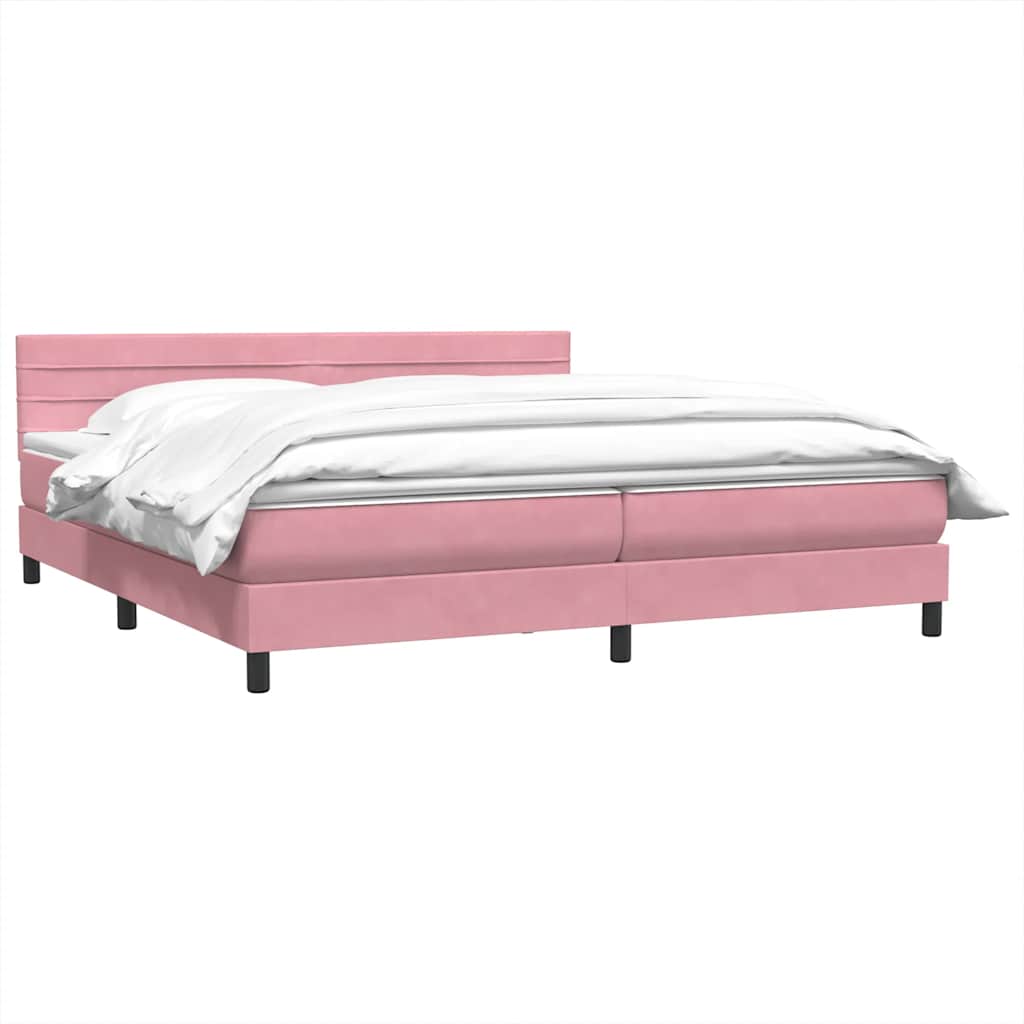 Krevet s oprugama i madracem ružičasti 180x210 cm baršunasti