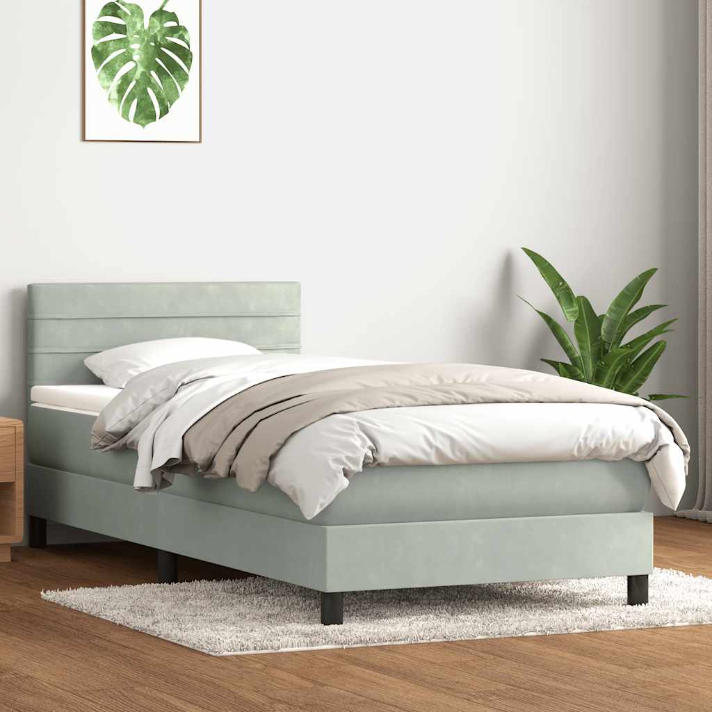 Box Spring krevet s madracem svijetlo sivi 80x220 cm samt