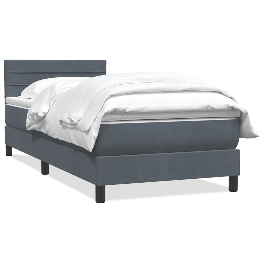 Box spring krevet s madracem tamnosivi 80 x 220 cm baršunasti