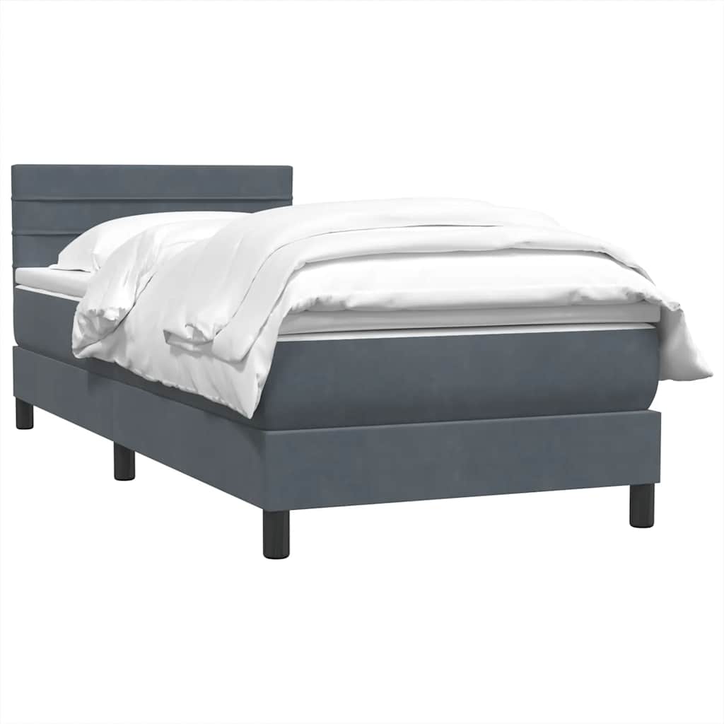 Box spring krevet s madracem tamnosivi 80 x 220 cm baršunasti
