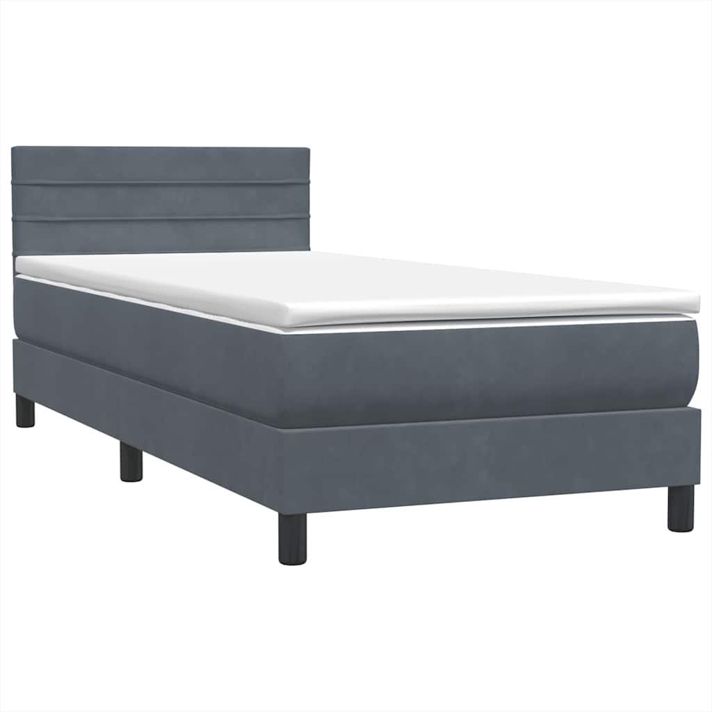 Box spring krevet s madracem tamnosivi 80 x 220 cm baršunasti