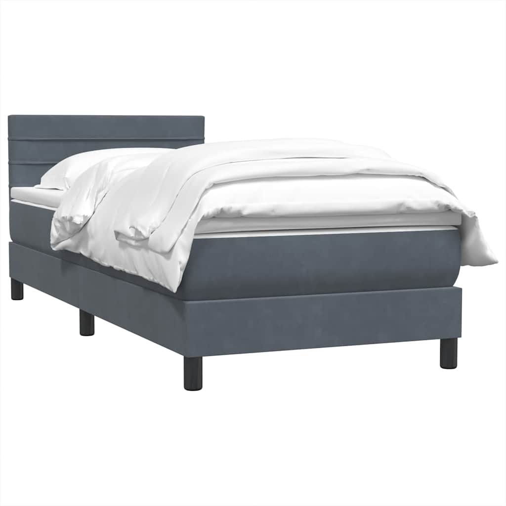 Box spring krevet s madracem tamnosivi 90x220 cm baršunasti